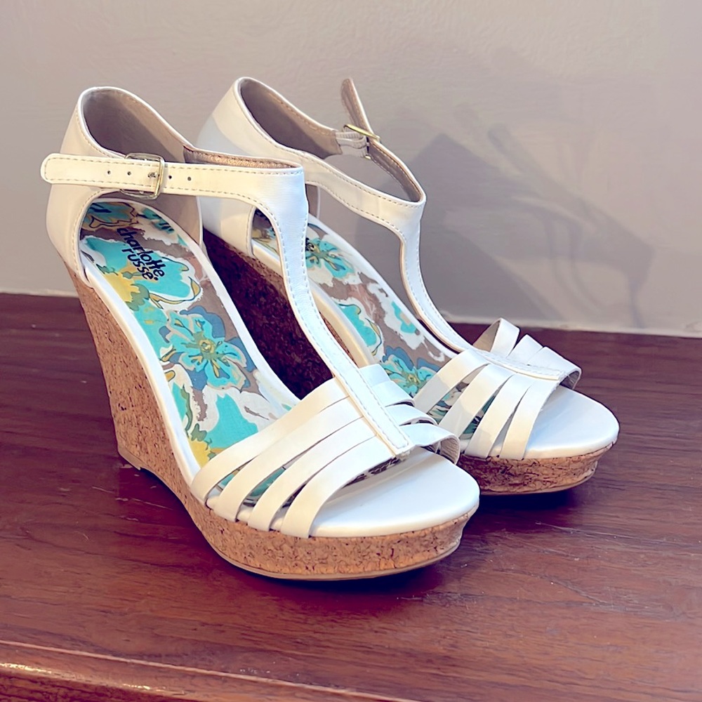 Charlotte Russe White Sandal Wedges Size 7